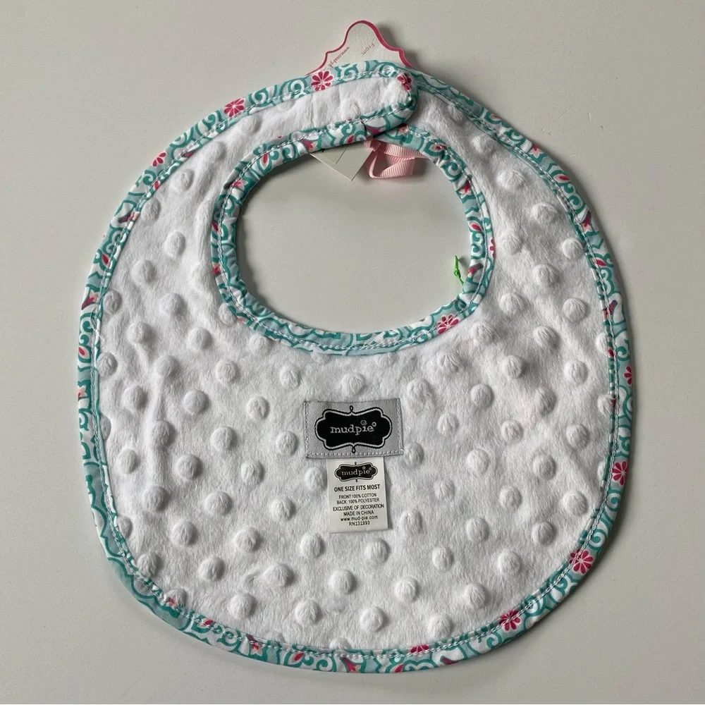 Mud Pie Bib Caterpillar NEW NWT baby infant bugs nature white bib patchwork